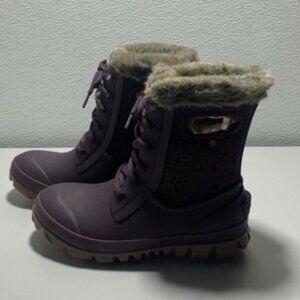 Bogs W Arcata Faded Womens Size 8 Rubber Comfort Fur Lined Purple Lace Up